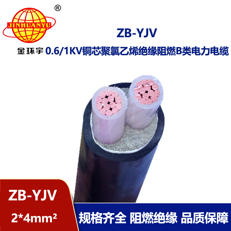 金环宇电缆 阻燃yjv电缆 ZB-YJV 2X4平方 深圳电缆批发