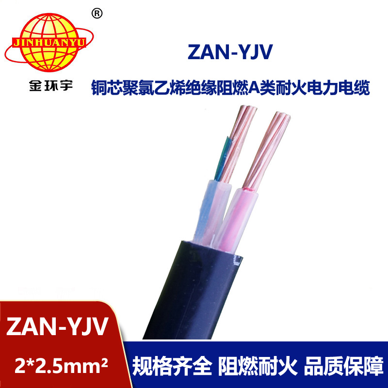 金环宇电线电缆 a级阻燃耐火电力电缆ZAN-YJV 2X2.5 交联电缆yjv