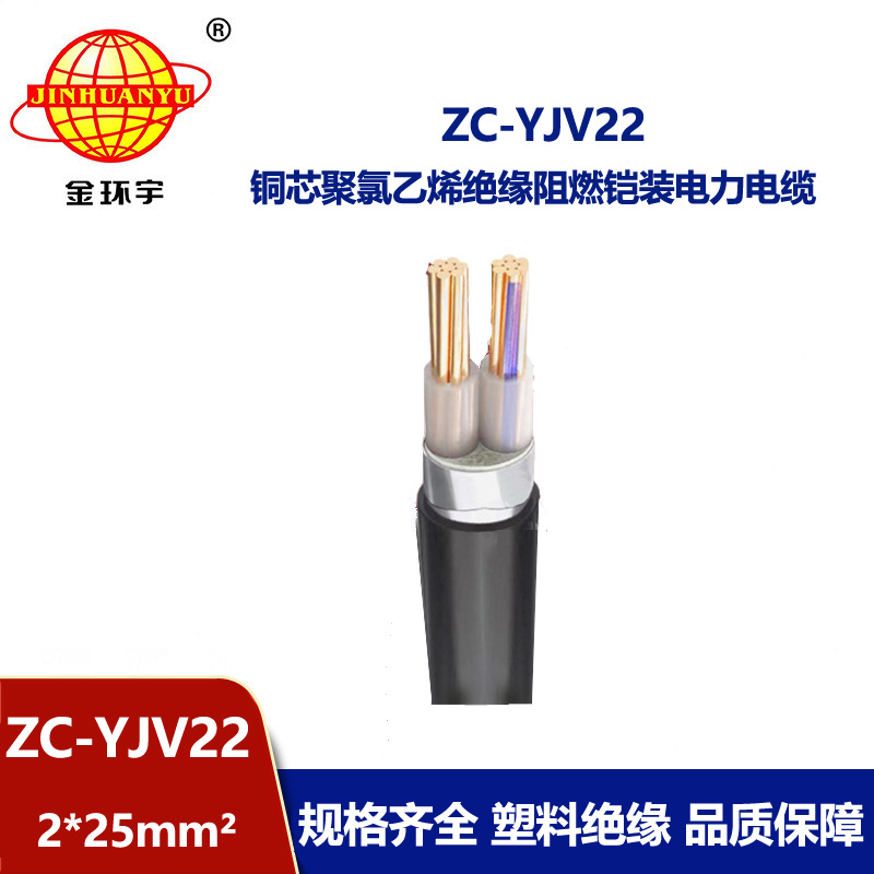 金环宇电缆 2芯yjv22电缆 阻燃c类电缆ZC-YJV22 2X25平方