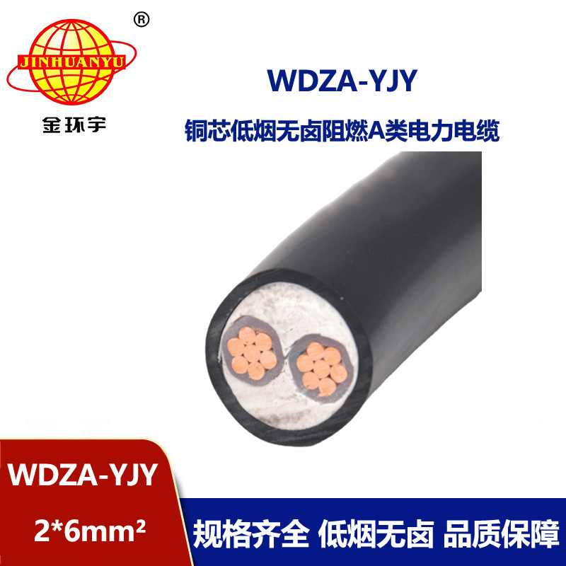 金环宇电线电缆 二芯铠装电缆WDZA-YJY 2X6工程专用 低烟无卤阻燃电缆