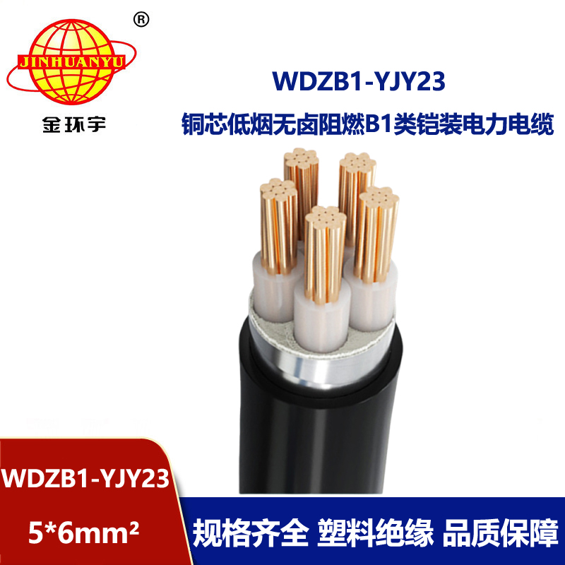 金环宇 b1类阻燃电缆 低烟无卤钢带铠装电缆WDZB1-YJY23-5X6平方